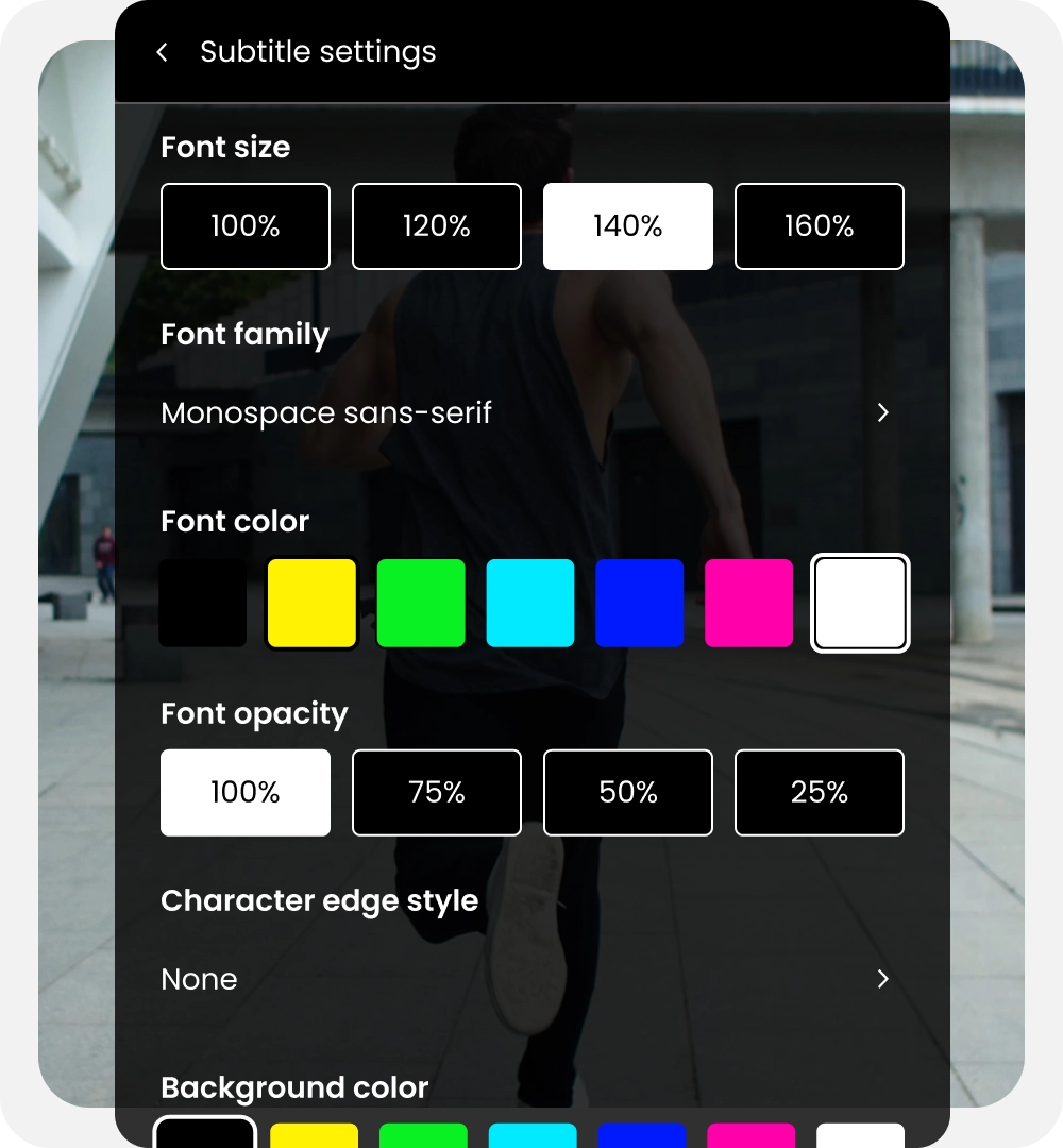 Muokattavat tekstitykset soittimessa