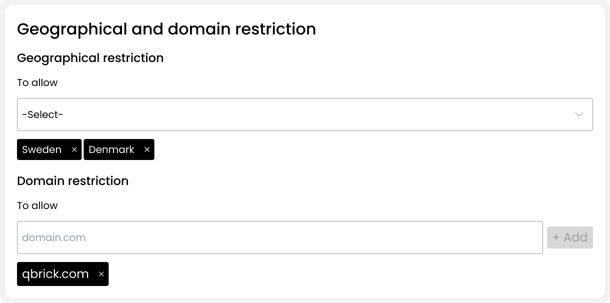 Adding geo and domain restrictions on a media in Qbrick